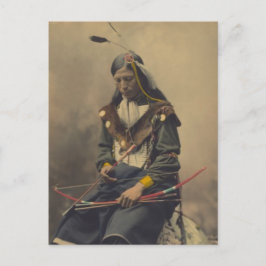 Cherokee Man with Bowのヴィンテージ写真 ポストカード (正面)