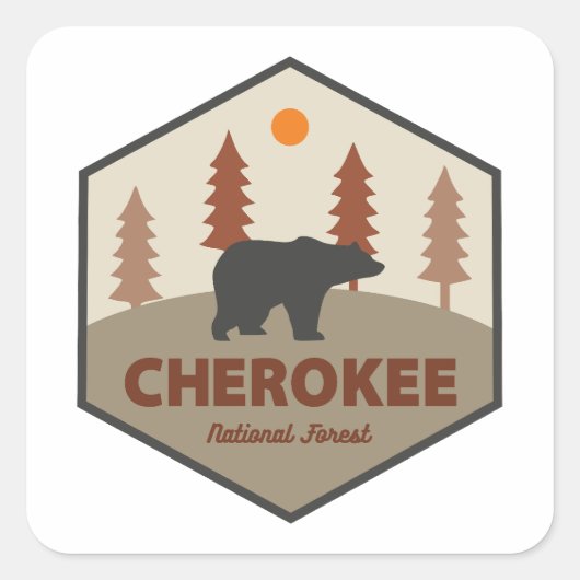Cherokee National Forest Tennessee Bear スクエアシール (正面)