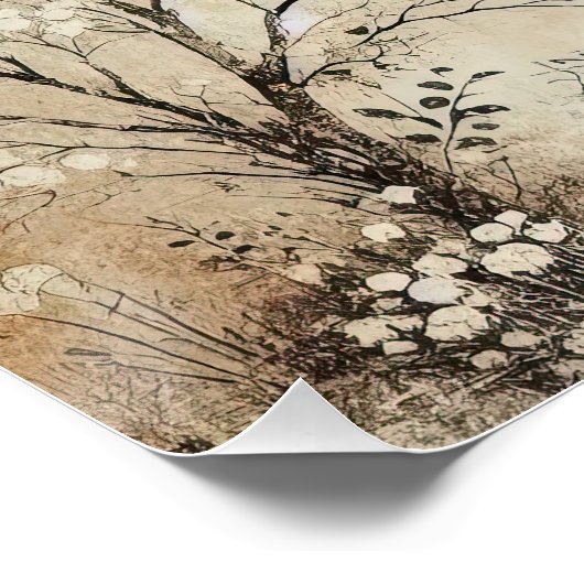 Cherrie Tree Old Photo Graphic Design ポスター (コーナー)