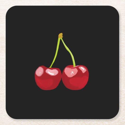 cherries スクエアペーパーコースター (正面)