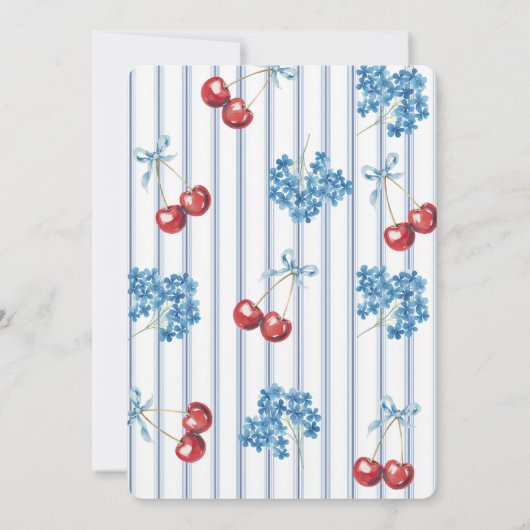 Cherries and Hydrangeas Baby Shower 招待状 (裏面)