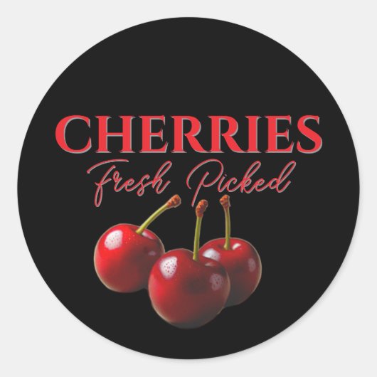 Cherries fresh picked  ラウンドシール (正面)