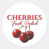 Cherries fresh picked ラウンドシール (正面)