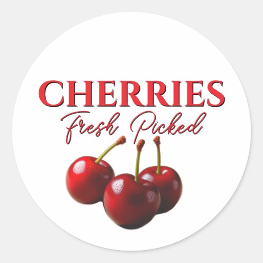 Cherries fresh picked  ラウンドシール (正面)
