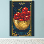 Cherries in Golden Mosaic Bowl deco art キャンバスプリント (インサイチュ (ウッドフロア))