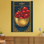 Cherries in Golden Mosaic Bowl deco art キャンバスプリント (インサイチュ (リビング))