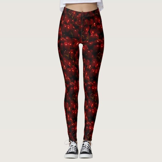 Cherries Pattern Leggings レギンス (正面)