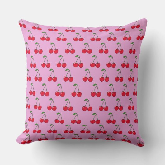 Cherries pattern pink クッション (正面)