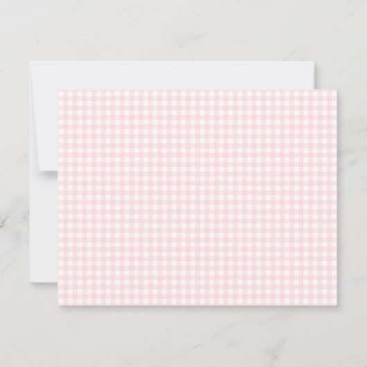 Cherries Pink Gingham Border Personalized ノートカード (裏面)