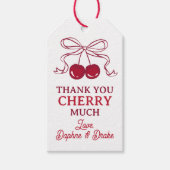 Cherries With Bow Thank You Cherry Much Wedding ギフトタグ (正面)