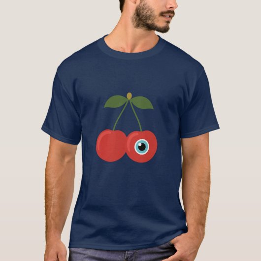 Cherry Alien – Cute Surreal Fruit Art Tシャツ (正面)