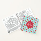 Cherry and Blue Polka Dot Pattern Personalised ノートブック (内部)