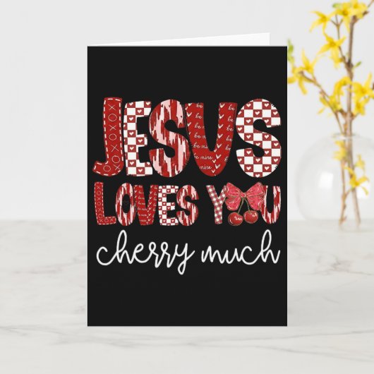 Cherry And Bows Cute Cherry Love You Cherry Much V カード (黄色い花)