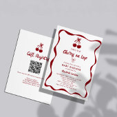 Cherry Baby Shower 2-sided QR Code Registry Sweet 招待状