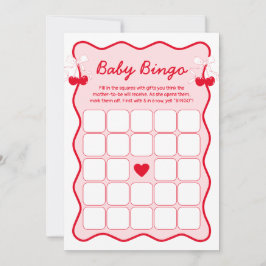 Cherry Baby Shower Bingo Game Card 招待状