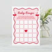 Cherry Baby Shower Bingo Game Card 招待状 (スタンド正面)