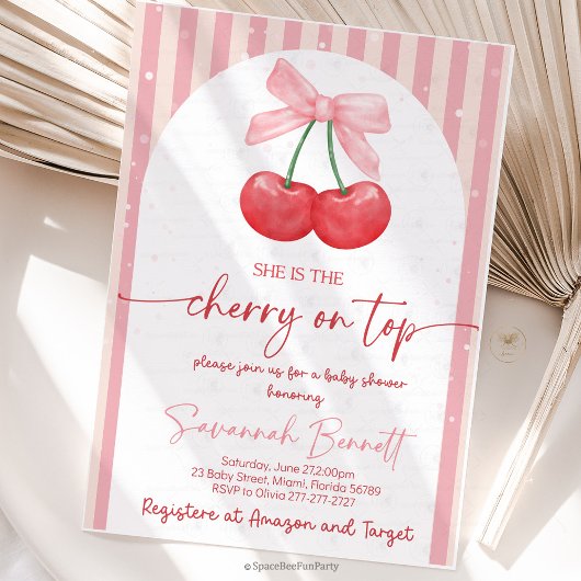 Cherry Baby Shower Cherry on Top 招待状