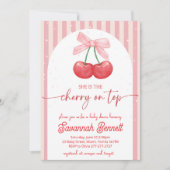 Cherry Baby Shower Cherry on Top 招待状 (正面)