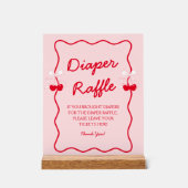 Cherry Baby Shower Diaper Raffle アクリルサイン (正面)