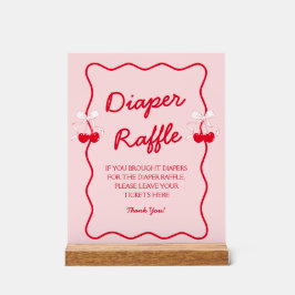 Cherry Baby Shower Diaper Raffle アクリルサイン
