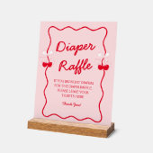 Cherry Baby Shower Diaper Raffle アクリルサイン (傾斜)