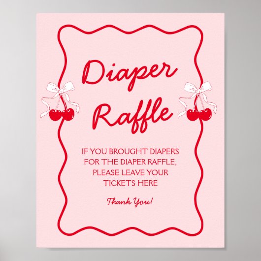Cherry Baby Shower Diaper Raffle ポスター (正面)