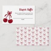 Cherry Baby Shower Diaper Raffle Ticket Game エンクロージャーカード (正面/裏面)