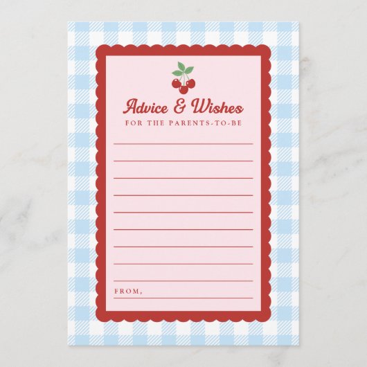 Cherry Baby Shower Flat Advice Card アドバイスカード (正面)