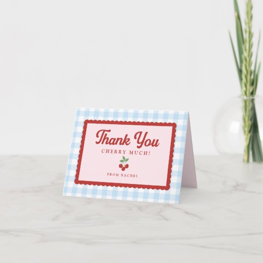 Cherry Baby Shower Folded Thank You Card サンキューカード (正面)