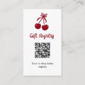Cherry Baby Shower Gift Registry QR Code Sweet Bow エンクロージャーカード (正面)