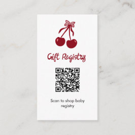 Cherry Baby Shower Gift Registry QR Code Sweet Bow エンクロージャーカード
