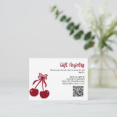 Cherry Baby Shower Gift Registry QR Code Sweet Bow エンクロージャーカード (スタンド正面)