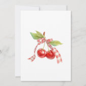 Cherry Baby Shower Invitation: Pink Bow, Berries 招待状 (裏面)
