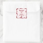 Cherry Baby Shower Thank you Bows Coquette スクエアシール (バッグ)