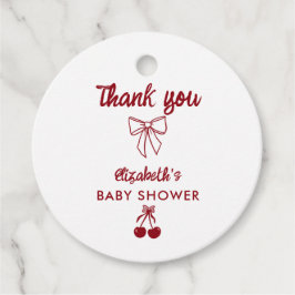Cherry Baby Shower Thank you Bows Coquette フェイバータグ