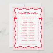 Cherry Baby Shower Would She Rather Game Card 招待状 (正面)