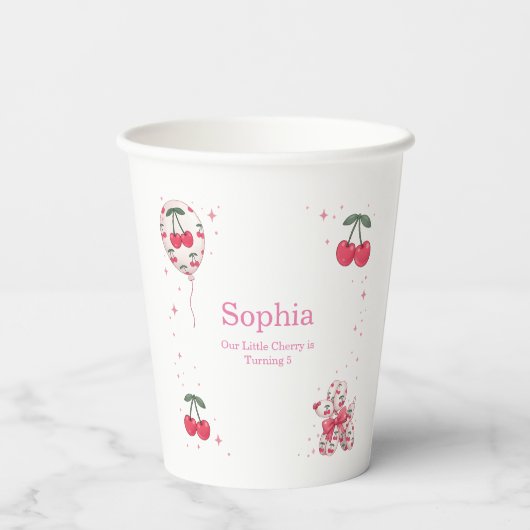 Cherry Balloon Dog Birthday Party Paper Cups 紙コップ (裏面)