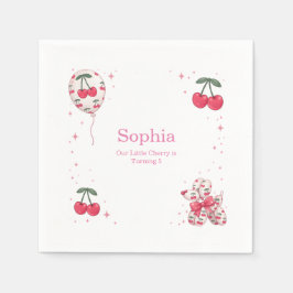Cherry Balloon Dog Birthday Party Paper Plate スタンダードカクテルナプキン