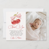 Cherry Birthday Photo Thank You 招待状 (正面)