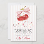 Cherry Birthday Thank You Card 招待状 (正面)
