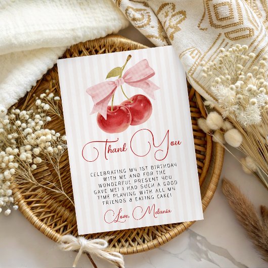 Cherry Birthday Thank You Card 招待状