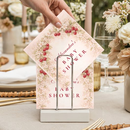 Cherry Bloom Floral Baby Shower スタンダードカクテルナプキン