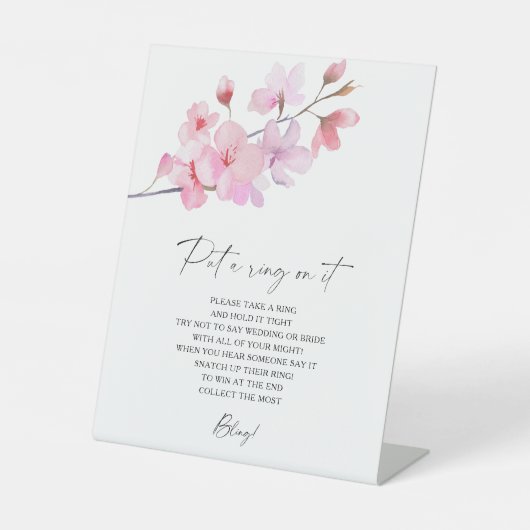 Cherry Blossom - 春の結婚式の指輪当てゲーム 台座サイン (正面)