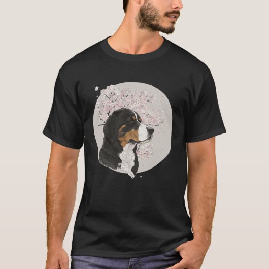 Cherry Blossom Bernese Mountain Dog Breed Japanese Tシャツ (正面)