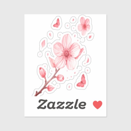 Cherry Blossom Bloom Vinyl Sticker – Soft Pink シール (シート)