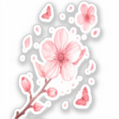 Cherry Blossom Bloom Vinyl Sticker – Soft Pink シール (正面)