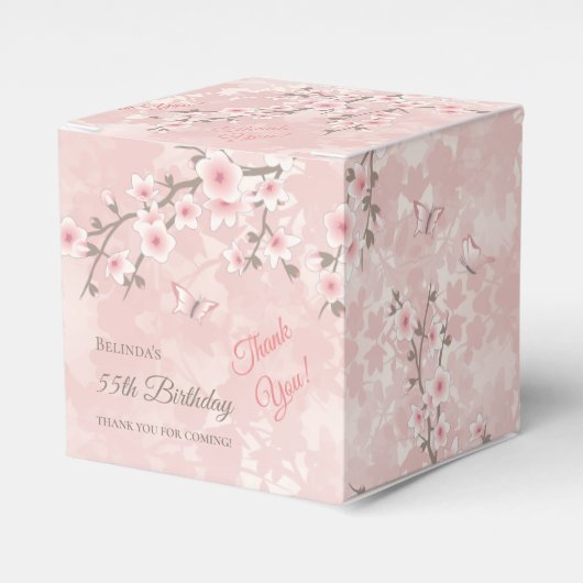 Cherry Blossom Blush Pink Birthday  Favor Box フェイバーボックス (正面サイド)
