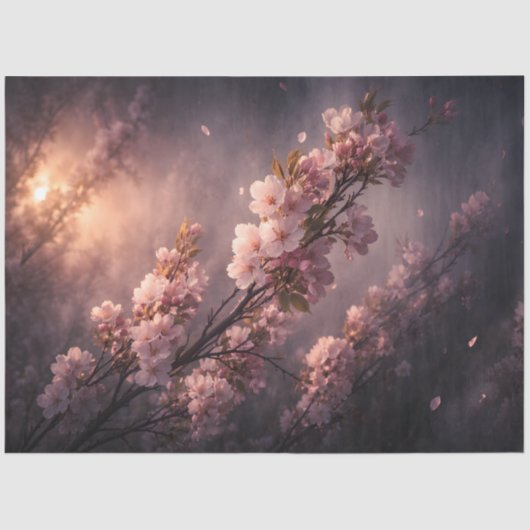 Cherry Blossom Branch Spring Floral Botanical  薄葉紙 (正面)
