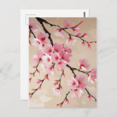 Cherry Blossom Branches Art – Elegant Pink Sakura  ポストカード (正面/裏面)
