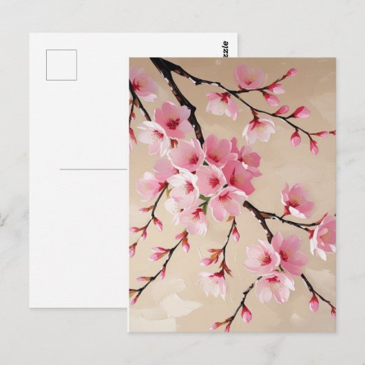 Cherry Blossom Branches Art – Elegant Pink Sakura  ポストカード (正面/裏面)